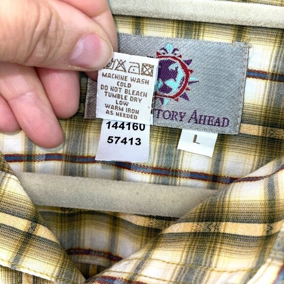 The Territory Ahead Shirt Mens Size Large L Pure Cotton Plaid Button Front Cuffs - Picture 5 of 12